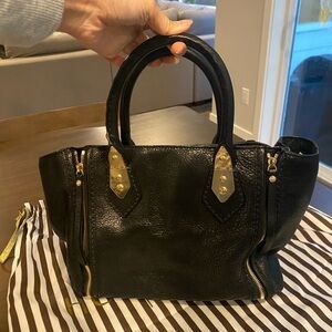 Henri Bendel A List Black Satchel with Gold Accents